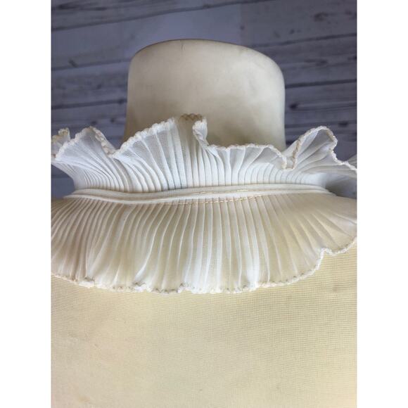 Vintage Victorian Frilled high neck tulle robe in yellow & white size 5 - Picture 10 of 12